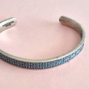 Alex and Ani Silver with Blue Enamel Cuff Bracelet